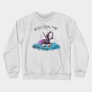 Follow Me into Dark Grim Reaper Unicorn Crewneck Sweatshirt